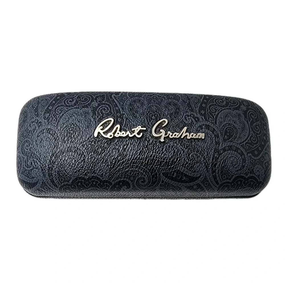 Robert Graham Hard Shell Eye Glasses Case floral Grey Pattern Red Inside W Quote